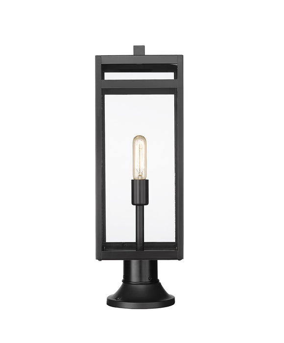 Outdoor Pier Mounted Fixture Z-Lite 596PHBR-553PM-BK Black Nuri 1 Light Outdoor Pier Mounted Fixture Z-Lite