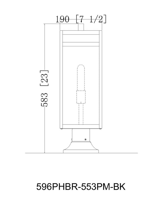 Outdoor Pier Mounted Fixture Z-Lite 596PHBR-553PM-BK Black Nuri 1 Light Outdoor Pier Mounted Fixture Z-Lite