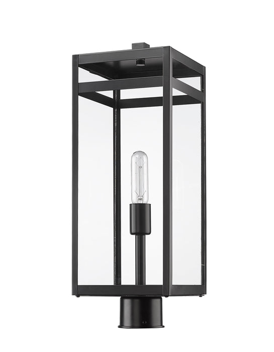 Outdoor Post Mount Fixture Z-Lite 596PHBR-BK Black Nuri 1 Light Outdoor Post Mount Fixture Z-Lite