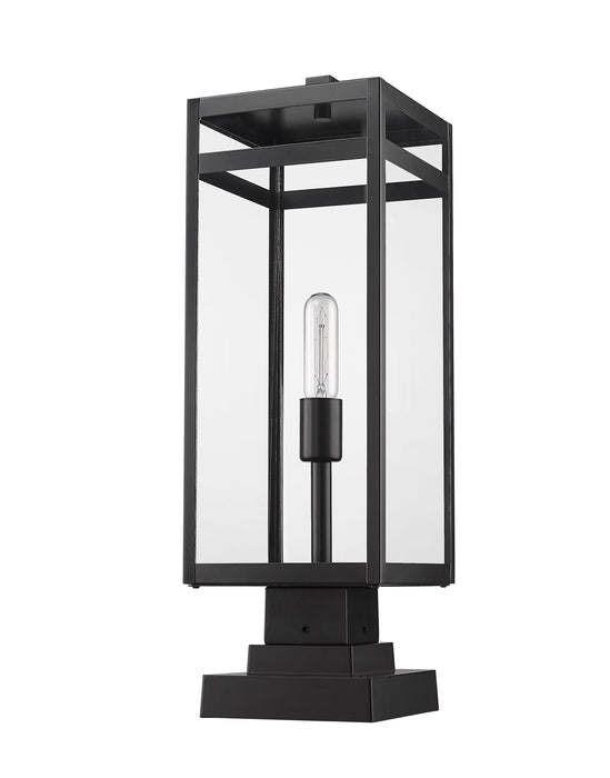 Outdoor Pier Mounted Fixture Z-Lite 596PHBS-SQPM-BK Black Nuri 1 Light Outdoor Pier Mounted Fixture Z-Lite