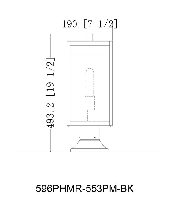 Outdoor Pier Mounted Fixture Z-Lite 596PHMR-553PM-BK Black Nuri 1 Light Outdoor Pier Mounted Fixture Z-Lite