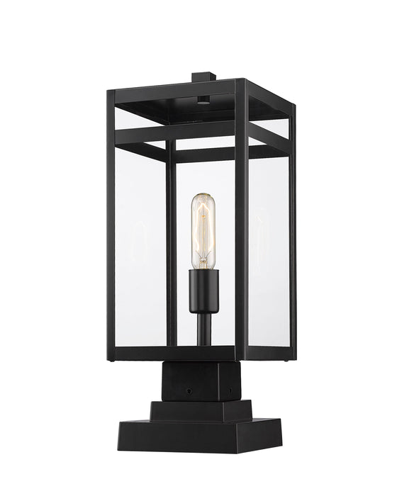 Outdoor Pier Mounted Fixture Z-Lite 596PHMS-SQPM-BK Black Nuri 1 Light Outdoor Pier Mounted Fixture Z-Lite