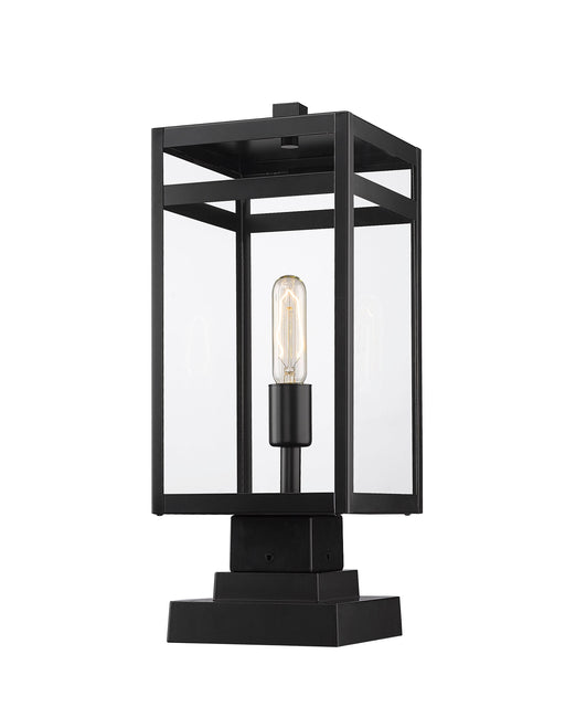 Outdoor Pier Mounted Fixture Z-Lite 596PHMS-SQPM-BK Black Nuri 1 Light Outdoor Pier Mounted Fixture Z-Lite