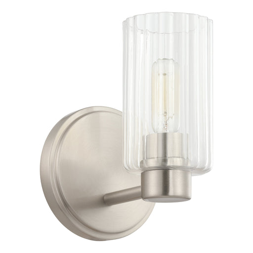 Vanity Light Thesis 207027A Bedminster 5 inch 1 light Brushed Nickel Vanity Light with Clear Ribbed Glass Shade THESIS