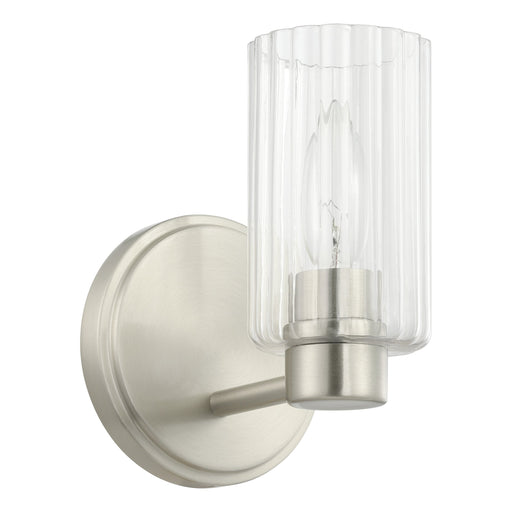 Vanity Light Thesis 207027A Bedminster 5 inch 1 light Brushed Nickel Vanity Light with Clear Ribbed Glass Shade THESIS