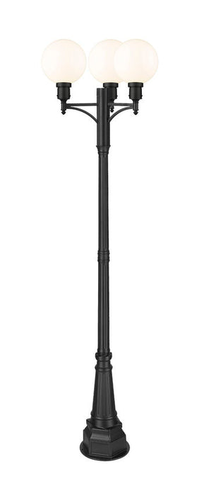 Outdoor Post Mounted Fixture Z-Lite 597PHB-3-564P-BK Black Laurent 1 Light Outdoor Post Mount Fixture Z-Lite