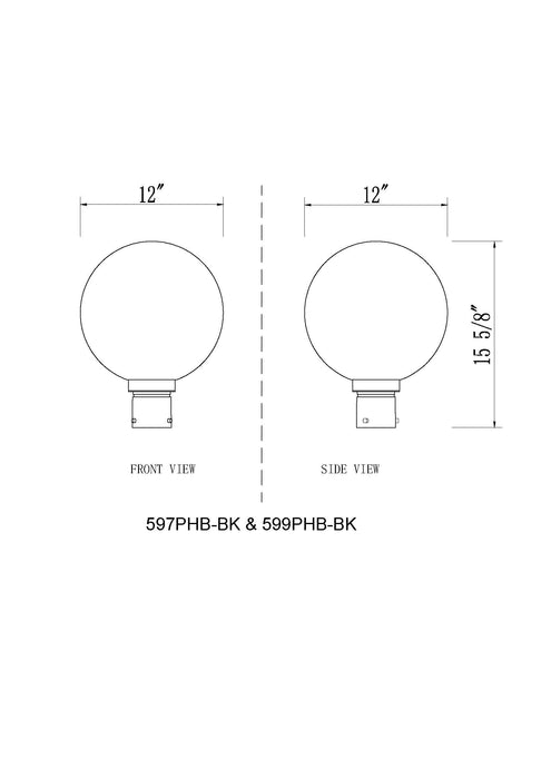 Outdoor Post Mount Fixture Z-Lite 597PHB-BK Black Laurent 1 Light Outdoor Post Mount Fixture Z-Lite