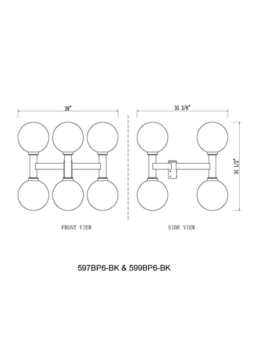 Outdoor Post Mount Fixture Z-Lite 599BP6-BK Black Laurent 6 Light Outdoor Post Mount Fixture Z-Lite