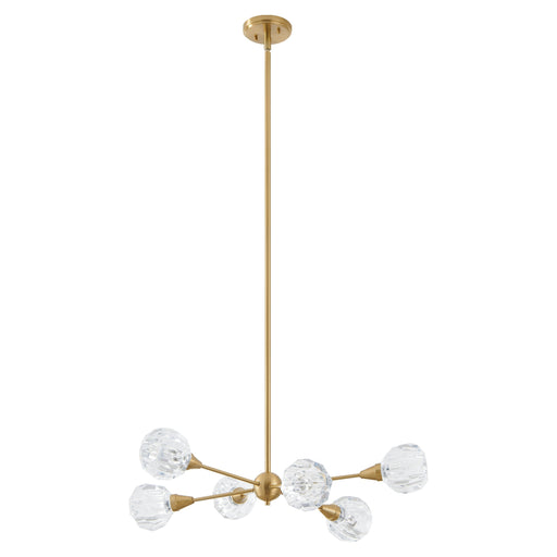 Chandelier Thesis 206941A Helena 32 inch 6 light Brushed Gold Chandelier with Clear Acrylic Shades THESIS