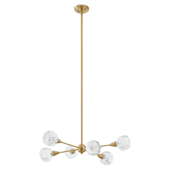 Chandelier Thesis 206941A Helena 32 inch 6 light Brushed Gold Chandelier with Clear Acrylic Shades THESIS
