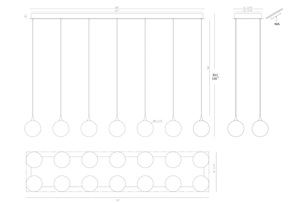 Eurofase 48940-016 Iissa 72" Gold-Black Mix LED Chandelier