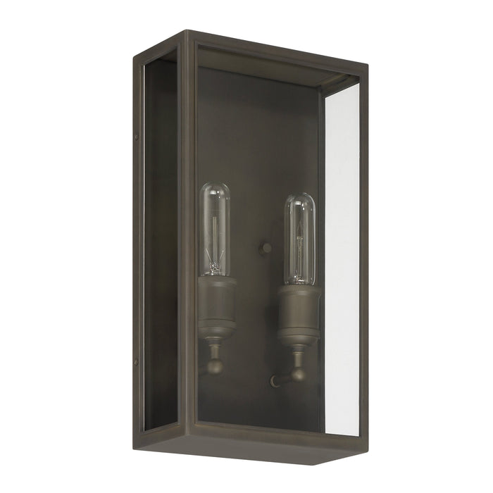 Exterior Wall Sconce Thesis 207728A Hollis 16 inch 2 light Blackened Brass Exterior Wall Sconce with Clear Glass THESIS