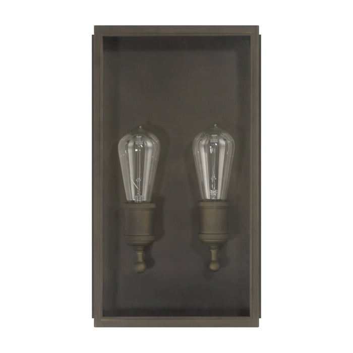 Exterior Wall Sconce Thesis 207728A Hollis 16 inch 2 light Blackened Brass Exterior Wall Sconce with Clear Glass THESIS