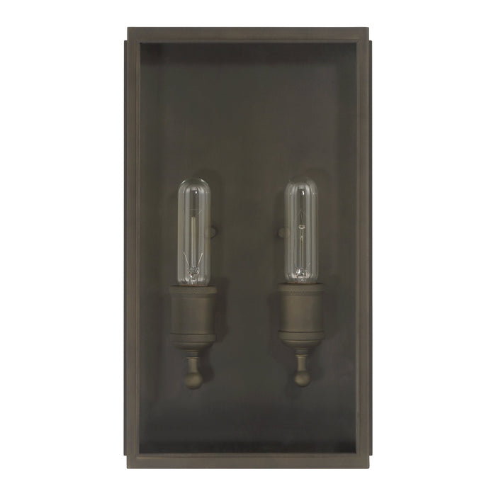 Exterior Wall Sconce Thesis 207728A Hollis 16 inch 2 light Blackened Brass Exterior Wall Sconce with Clear Glass THESIS