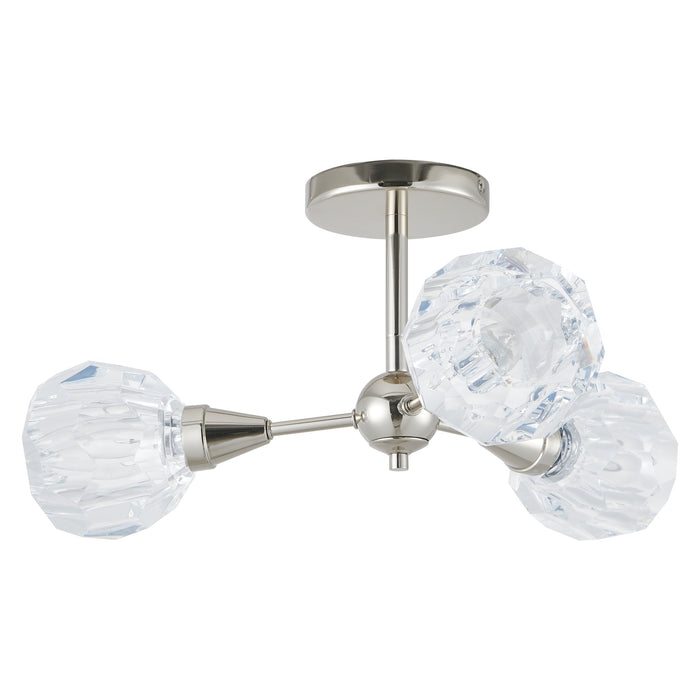 Semi-Flush Mount Thesis 206946A Helena 20 inch 3 light Polished Nickel Semi Flush Mount with Clear Acrylic Shades THESIS