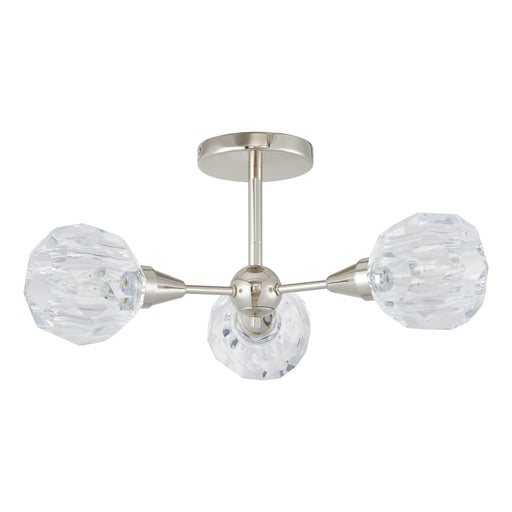 Semi-Flush Mount Thesis 206946A Helena 20 inch 3 light Polished Nickel Semi Flush Mount with Clear Acrylic Shades THESIS