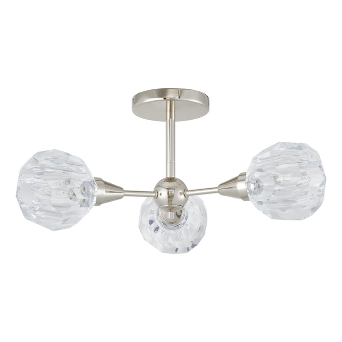Semi-Flush Mount Thesis 206946A Helena 20 inch 3 light Polished Nickel Semi Flush Mount with Clear Acrylic Shades THESIS
