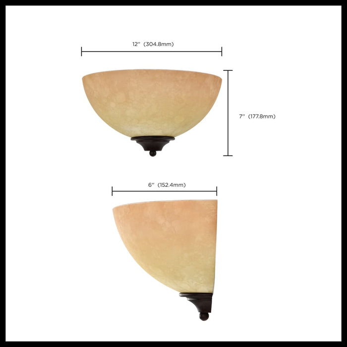 Sconce Nuvo 60-044 Tapas - 1 Light - 12 in. - Sconce with Tuscan Suede Glass - Old Bronze Finish Nuvo