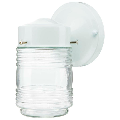 Nuvo 60-112 1 Light - 6 Inch - Porch - Wall - White Mason Jar with Clear Glass