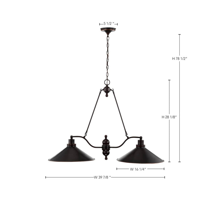 Pendant Nuvo 60-1703 Bridgeview - 2 Light - 40 in. - Island Pendant - Mission Dust Bronze Finish Nuvo