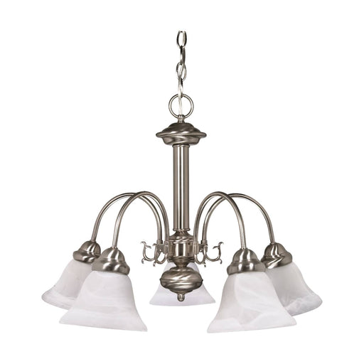Chandelier Nuvo 60-181 Ballerina - 5 Light - 24 in. - Chandelier with Alabaster Glass Bell Shades - Brushed Nickel Finish Nuvo