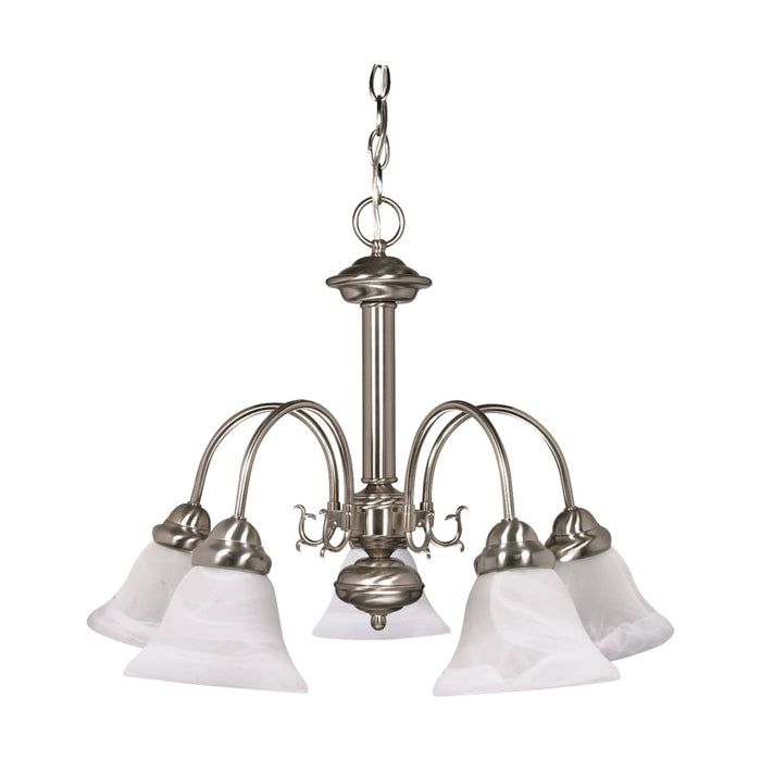 Chandelier Nuvo 60-181 Ballerina - 5 Light - 24 in. - Chandelier with Alabaster Glass Bell Shades - Brushed Nickel Finish Nuvo