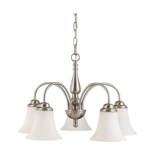 Chandelier Nuvo 60-1822 Dupont - 5 Light - 21 in. - Chandelier with Satin White Glass - Brushed Nickel Finish Nuvo