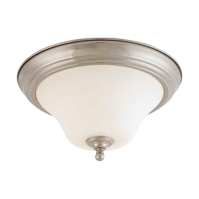 Flush Mount Nuvo 60-1825 Dupont - 2 Light - 13 in. - Flush Mount with Satin White Glass - Brushed Nickel Finish Nuvo