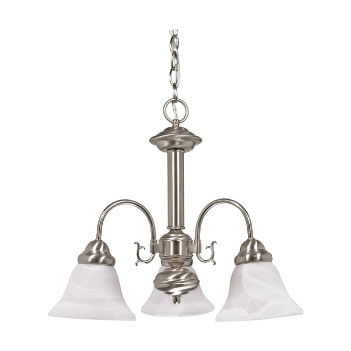 Chandelier Nuvo 60-182 Ballerina - 3 Light - 20 in. - Chandelier with Alabaster Glass Bell Shades - Brushed Nickel Finish Nuvo