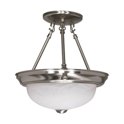 Semi Flush Nuvo 60-200 2 Light - 11 in. - Semi-Flush - Alabaster Glass - Brushed Nickel Finish Nuvo