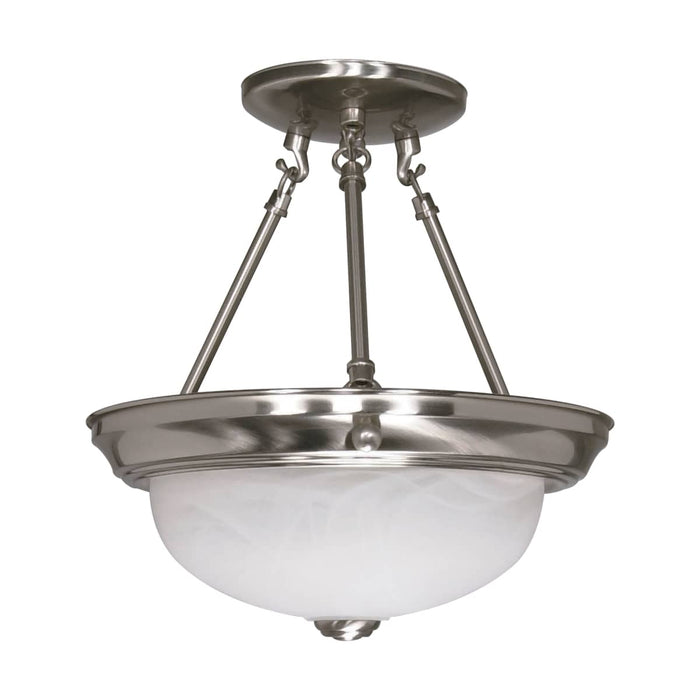 Semi Flush Nuvo 60-200 2 Light - 11 in. - Semi-Flush - Alabaster Glass - Brushed Nickel Finish Nuvo