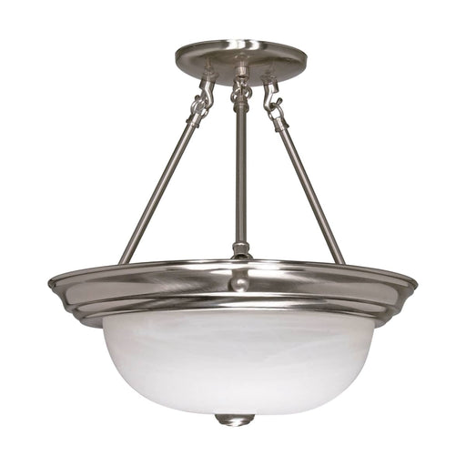 Semi Flush Nuvo 60-201 2 Light - 13 in. - Semi-Flush - Alabaster Glass - Brushed Nickel Finish Nuvo