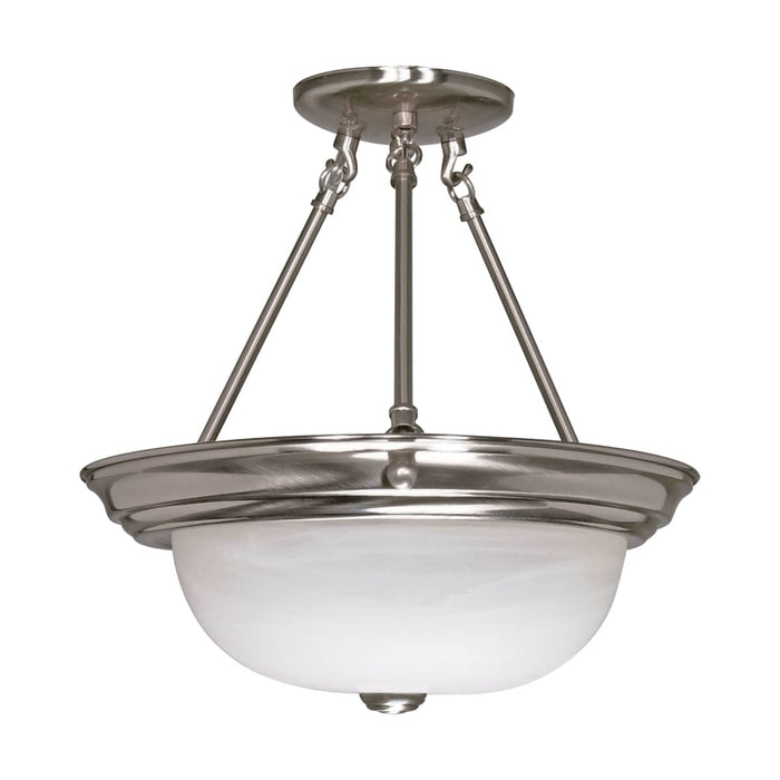 Semi Flush Nuvo 60-202 3 Light - 15 in. - Semi-Flush - Alabaster Glass - Brushed Nickel Finish Nuvo