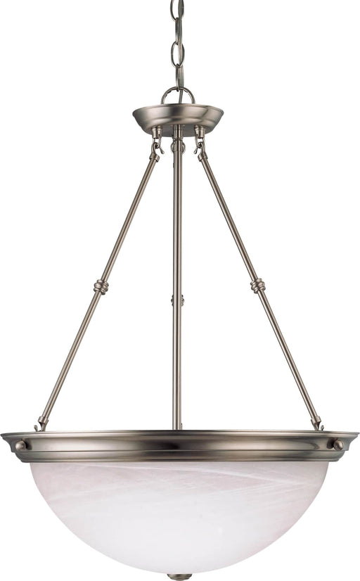 Pendant Nuvo 60-204 3 Light - 20 in. - Pendant - Alabaster Glass - Brushed Nickel Finish Nuvo