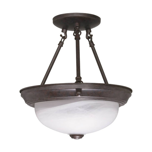 Semi Flush Nuvo 60-208 2 Light - 11 in. - Semi-Flush - Alabaster Glass - Old Bronze Finish Nuvo