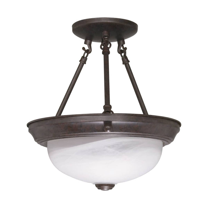 Semi Flush Nuvo 60-208 2 Light - 11 in. - Semi-Flush - Alabaster Glass - Old Bronze Finish Nuvo