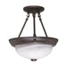 Semi Flush Nuvo 60-208 2 Light - 11 in. - Semi-Flush - Alabaster Glass - Old Bronze Finish Nuvo