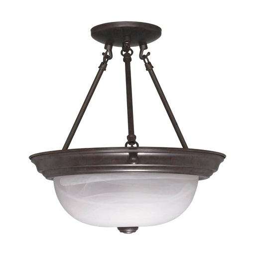 Semi Flush Nuvo 60-209 2 Light - 13 in. - Semi-Flush - Alabaster Glass - Old Bronze Finish Nuvo