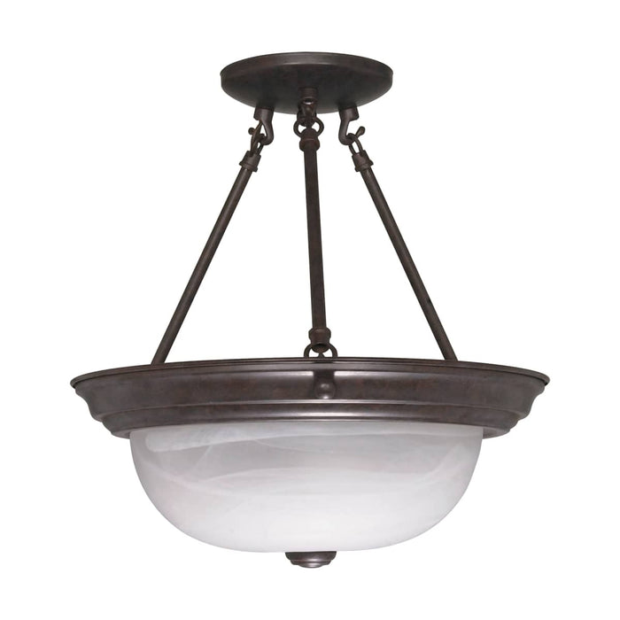 Semi Flush Nuvo 60-209 2 Light - 13 in. - Semi-Flush - Alabaster Glass - Old Bronze Finish Nuvo