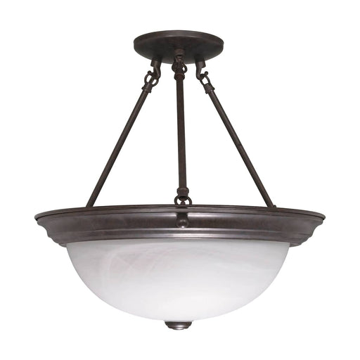 Semi Flush Nuvo 60-210 3 Light - 15 in. - Semi-Flush - Alabaster Glass - Old Bronze Finish Nuvo