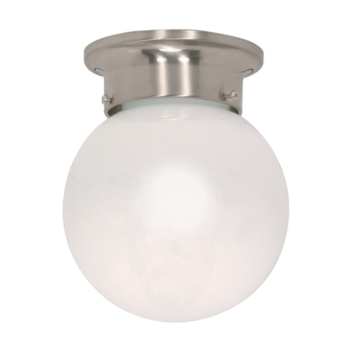 Flush Mount Nuvo 60-245 1 Light - 6 in. - Ceiling Mount - White Ball - Brushed Nickel Finish Nuvo
