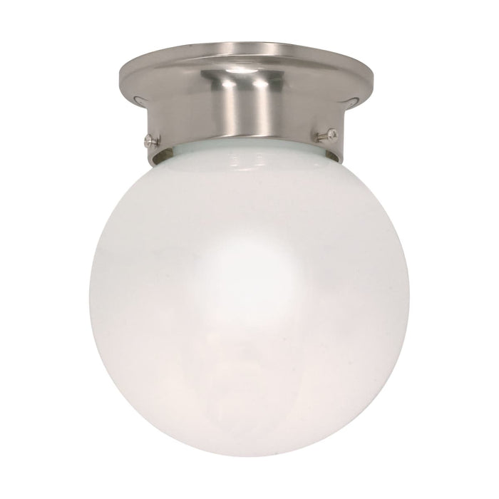 Flush Mount Nuvo 60-245 1 Light - 6 in. - Ceiling Mount - White Ball - Brushed Nickel Finish Nuvo