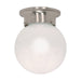 Flush Mount Nuvo 60-245 1 Light - 6 in. - Ceiling Mount - White Ball - Brushed Nickel Finish Nuvo