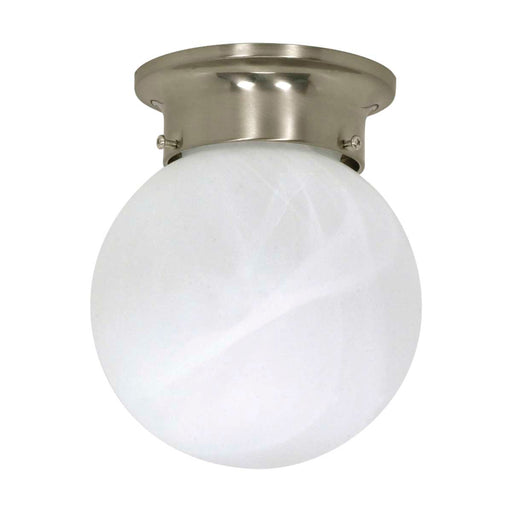 Flush Mount Nuvo 60-257 1 Light - 6 in. - Ceiling Mount - Alabaster Ball - Brushed Nickel Finish Nuvo