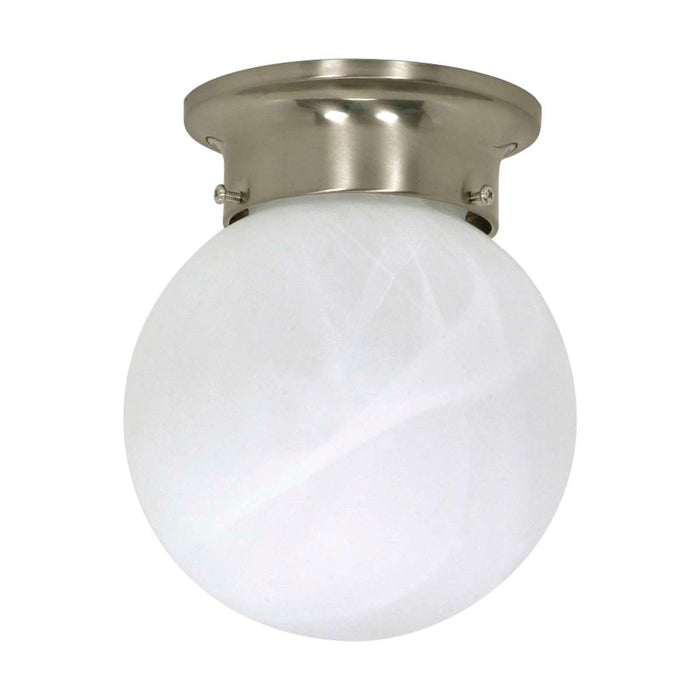 Flush Mount Nuvo 60-257 1 Light - 6 in. - Ceiling Mount - Alabaster Ball - Brushed Nickel Finish Nuvo