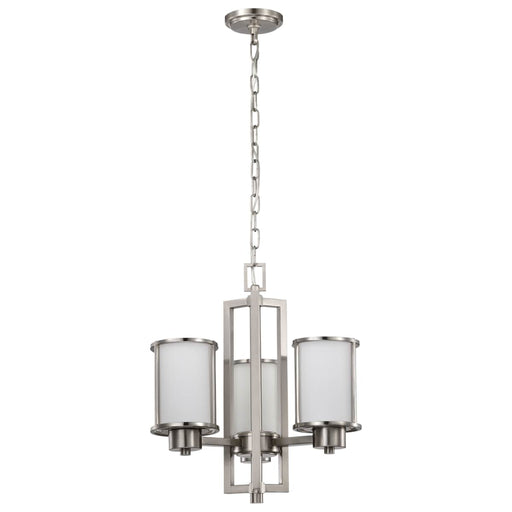 Chandelier Nuvo 60-2851 Odeon - 3 Light - (convertible up/down) Chandelier with Satin White Glass - Brushed Nickel Finish Nuvo
