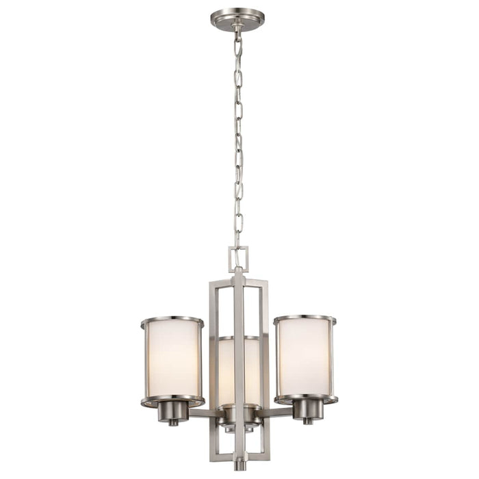 Chandelier Nuvo 60-2851 Odeon - 3 Light - (convertible up/down) Chandelier with Satin White Glass - Brushed Nickel Finish Nuvo