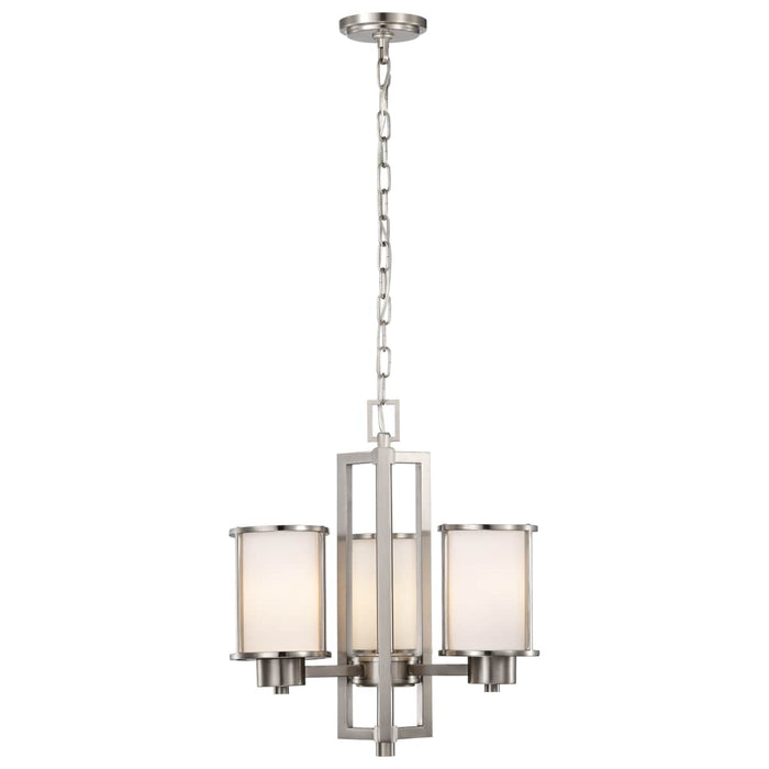 Chandelier Nuvo 60-2851 Odeon - 3 Light - (convertible up/down) Chandelier with Satin White Glass - Brushed Nickel Finish Nuvo