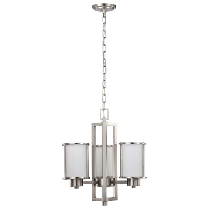 Chandelier Nuvo 60-2851 Odeon - 3 Light - (convertible up/down) Chandelier with Satin White Glass - Brushed Nickel Finish Nuvo