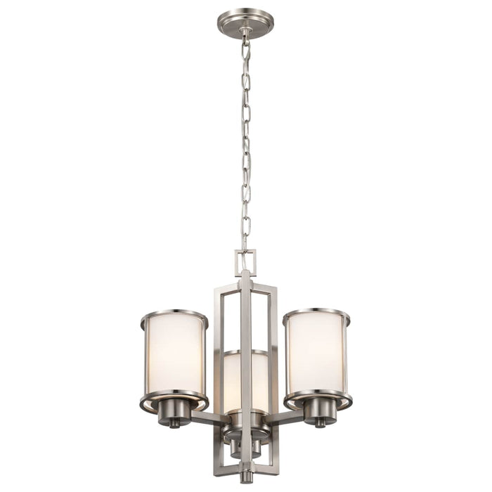 Chandelier Nuvo 60-2851 Odeon - 3 Light - (convertible up/down) Chandelier with Satin White Glass - Brushed Nickel Finish Nuvo